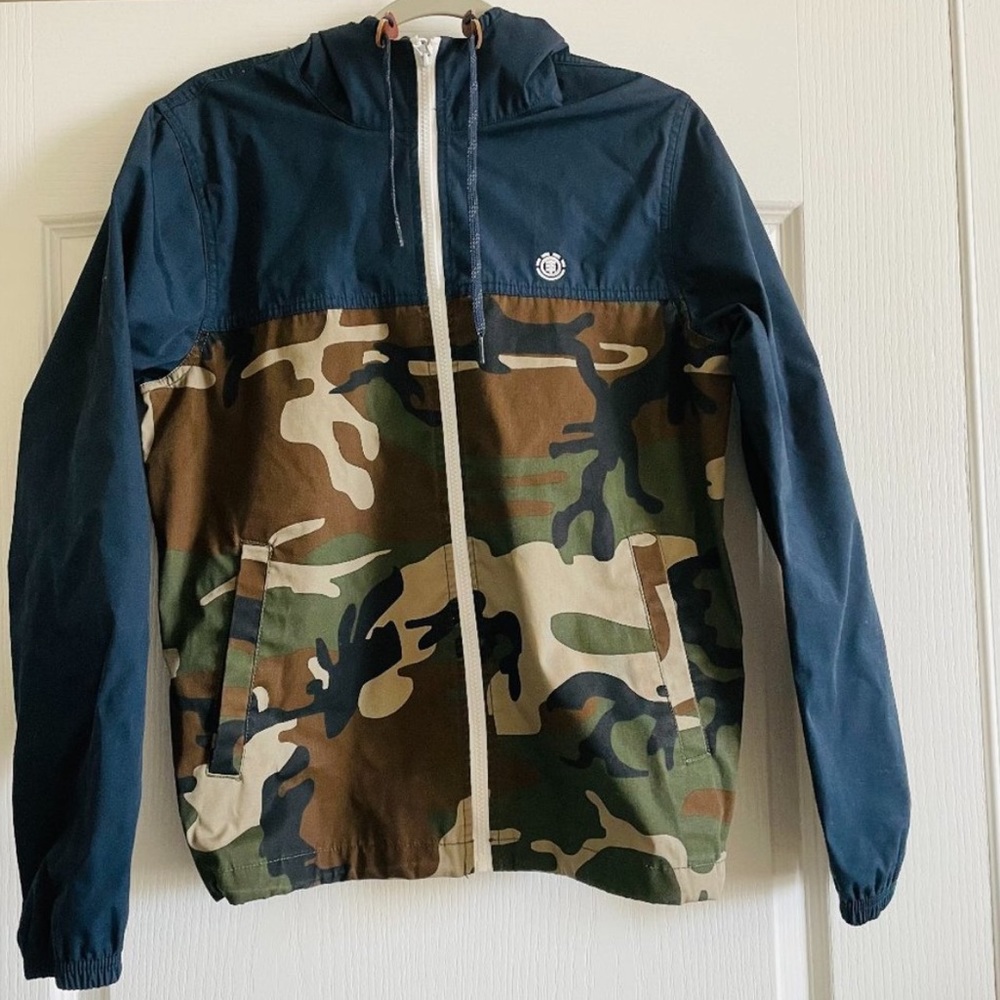Element Wolfeboro Collection Navy Camo Lightweight Windbreaker Jacket Size S